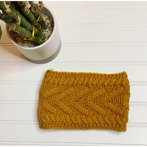 Mustard Yellow Thick Knit Ear Warmer Headband - Picture 4 of 6